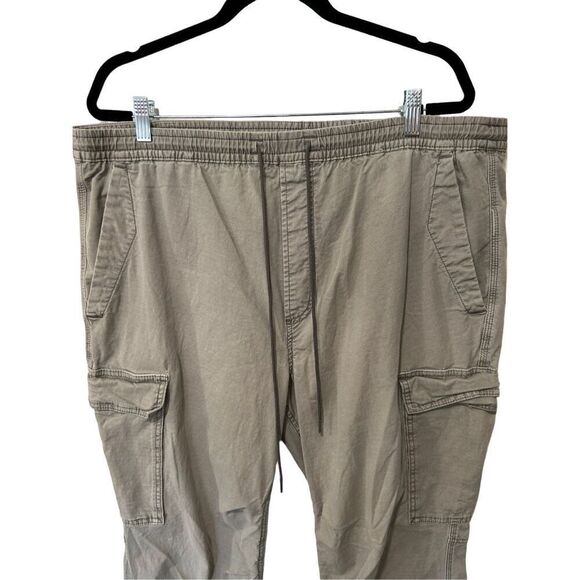 Tan Sand Cargo Jogger Men’s Pants XL Clasp Pockets Rip stitch - Picture 2 of 12